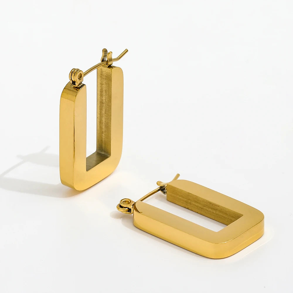 Joolim Jewelry 18K Gold Plated Square Stud Earrings Stainless Steel Jewelry Wholesale MegaBDM