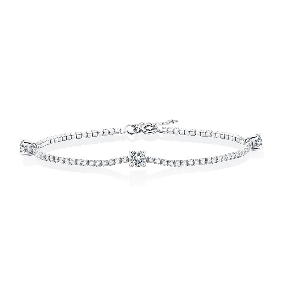 925 Sterling Silver 1.5 Carat Moissanite Bracelet for Ladies Casual Fashion High-End Design Light Luxury Niche Decoration