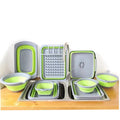 Home Kitchen Eco-Friendly Food Grade Silicone & PP Plastic Collapsible Colander Strainer Drain Basket with Round Long Handle