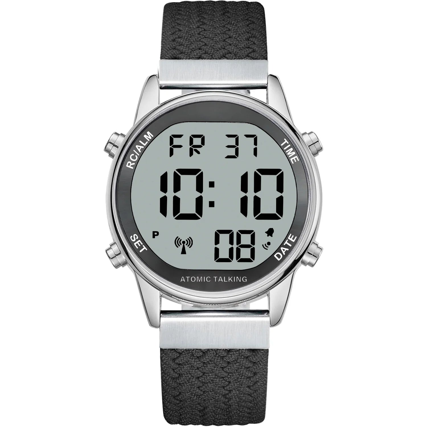 Women's Compact Digital Display Woven Fabric Strap Talking Watch for the Visually Impaired Blind or Elderly Atomic Properties