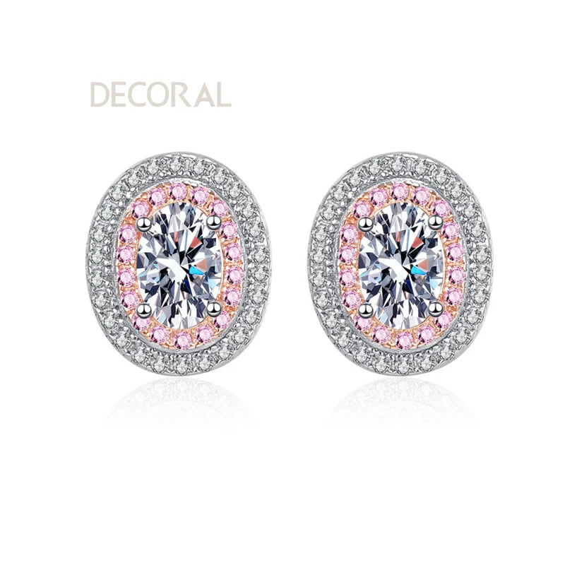 Wholesale Jewelry Rose Gold Plated 925 Sterling Silver Stud Earrings 1CT Diamond Oval Cut Moissanite Earrings for Women