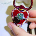 Silver 925 Original 2 Carat Brilliant Cut Diamond Test Past Green Moissanite Romantic Flower Ring for Engagement Fine Jewelry