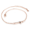 Rose Gold Stainless Steel Sideway Cross Anklet Women's Elegant Fine Body Chain Bracelet