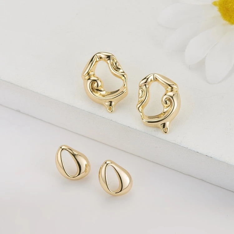 Factory Wholesale 14K Gold Plated Irregular Shape Stud Earring