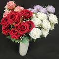 T-0308 9 Heads Red  Roses Bouquet Artificial Flower  Wedding Home Decoration