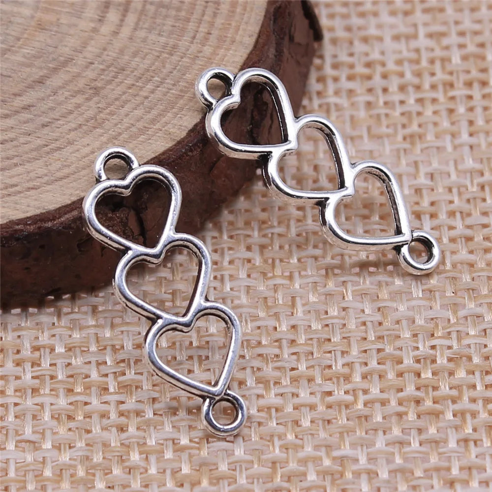 Hollow Heart Connector Charms for Jewelry Marking