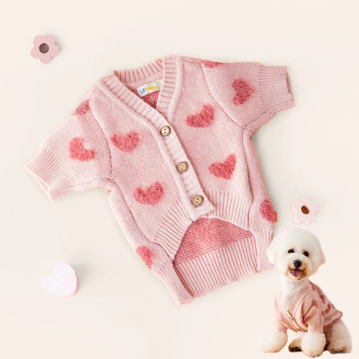 UFBemo Customized Luxury Outing Pink Pet Dog Cat Puppy Clothes Sweater for Autumn Winter