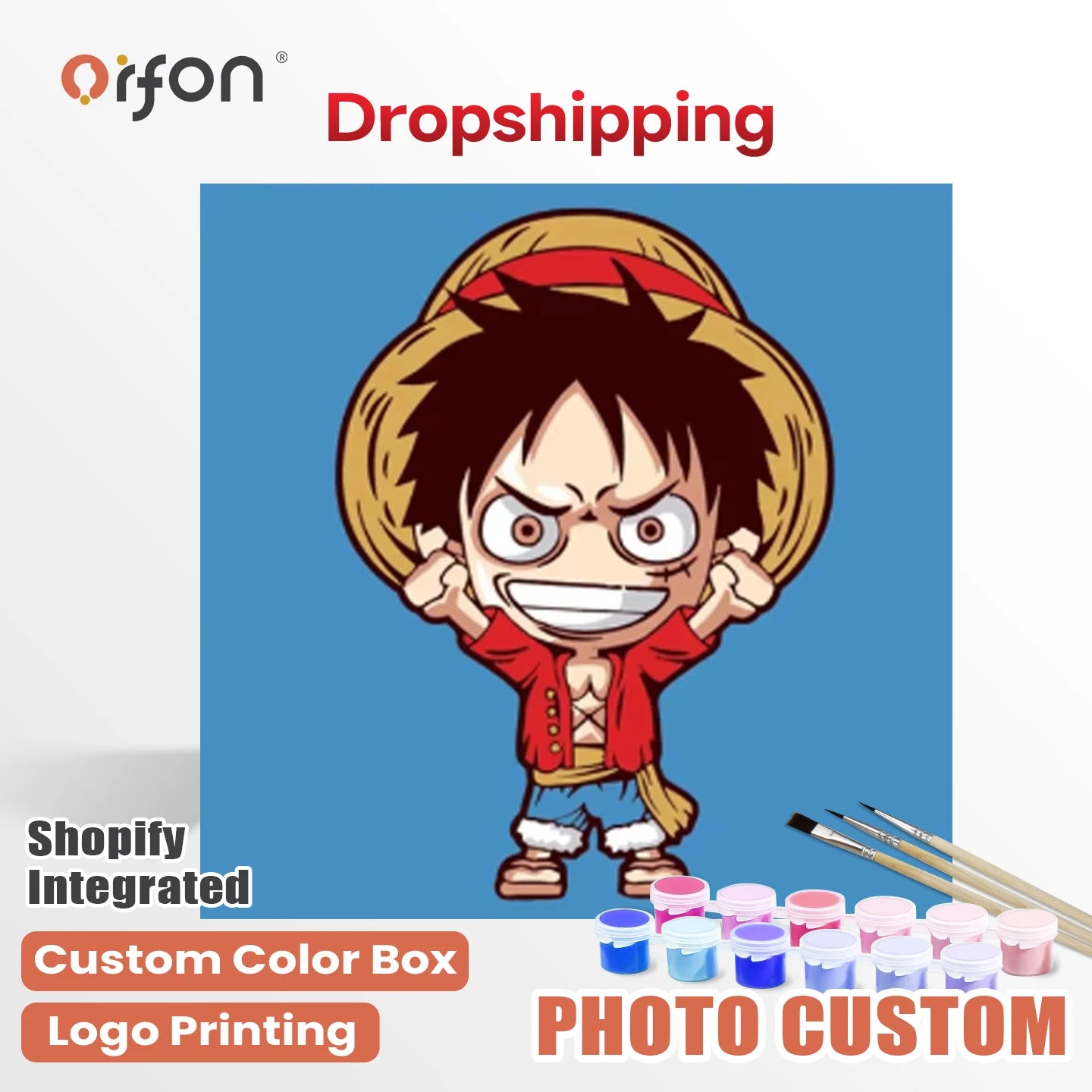 Orfon Dropshipping Chibi Luffy One Piece Paint by Numbers Kit - Anime Manga Art for Home Decor DIY Craft