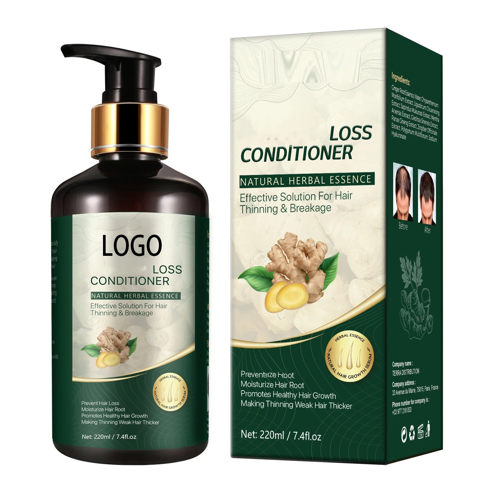 Organic Ginger 300ml Anti-Dandruff Shampoo Conditioner Nourishing Hair Growth Repair Regrowth Refreshing Hair Oil Home Personal