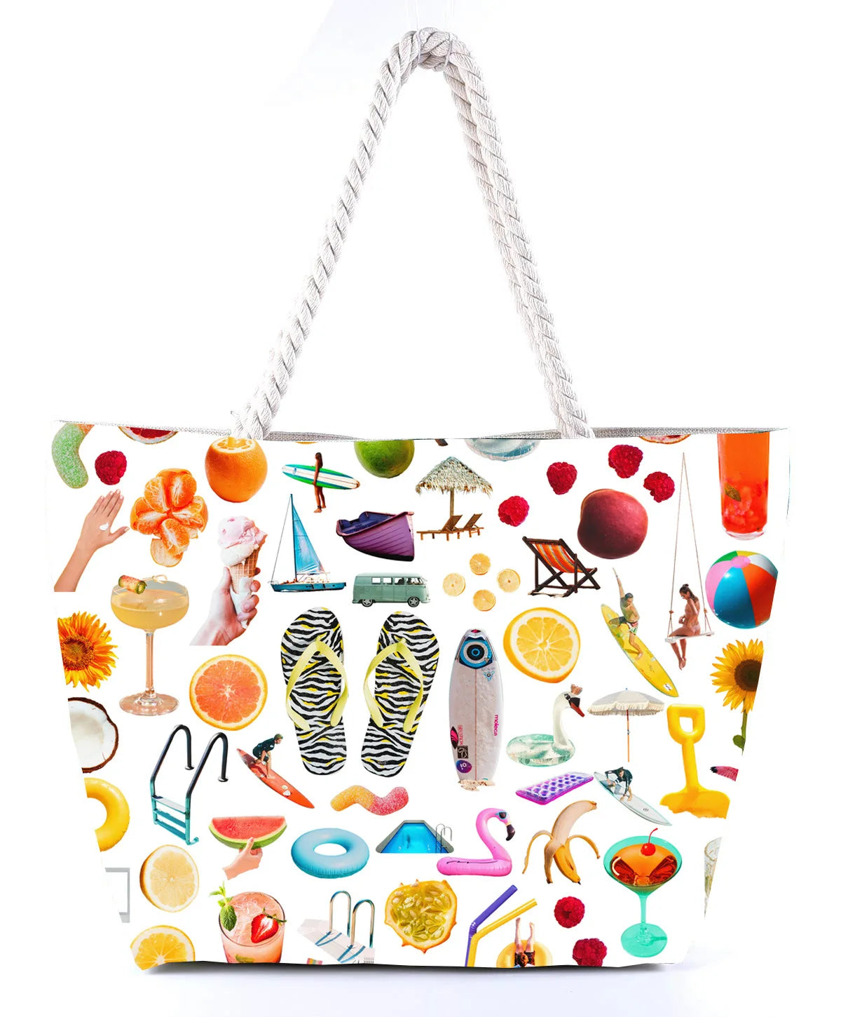 2023 Factory Low Quantity New Designer Custom Printed Shoulder Beach Tote Bags with Rope Handle