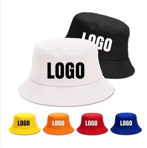 Custom Solid Colour Cotton Bucket Hat Unisex Wide Brim Printed Fabric 3D Embroidery Technique Sports Fishing Casual Travel Daily