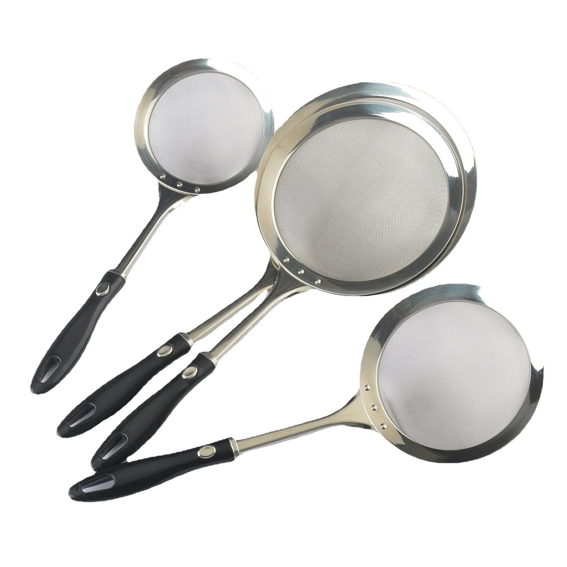 Wholesale Fine Mesh Stainless Steel Kitchen Strainers Oil Skimmer Spoon Flour Sifter Sieve Colander for Home Cooking