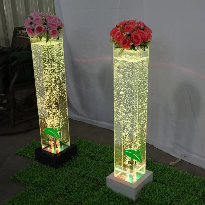 Interior Wedding Decoration Pillars Bubble Tubes Sensory Led Floor Lamps Water Bubble Lamp
