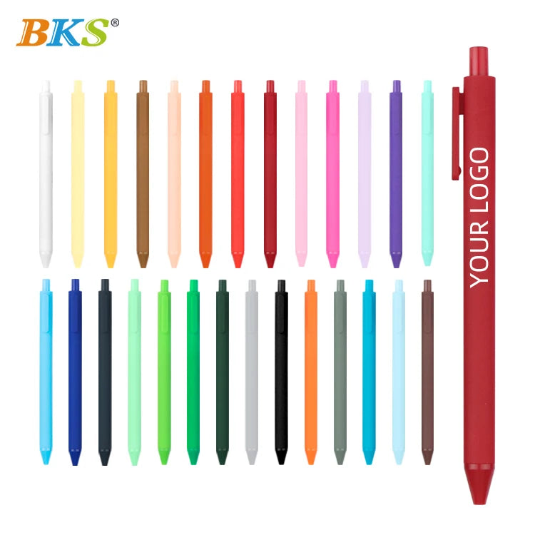 BKS Retractable Ballpoint Pen 0.7mm Point 1.0mm Writing Logo Multicolor Macaron Promotion Plastic Morandi Ink Custom Logo Gift