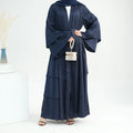 2026 New EID Abaya Designs Elegant Satin Abaya Modest Big 3 Layers Open Abaya Women Muslim Dress Traditional Muslim Clothing