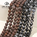 JD Wholesale 4-12mm Natural Stone Loose Beads Faceted Matte Black/Coffee Colors Natural Snowflake Beads for Jewelry Making