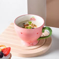 Ins Korea Creative Pink Breakfast Oatmeal Ceramic Mug Can Be Microwave Drinking Water Cup