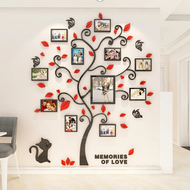 Home Decoration Adhesive Photo Frame Tree Acrylic 3d Wall Stickers Family Tree Wall Decals