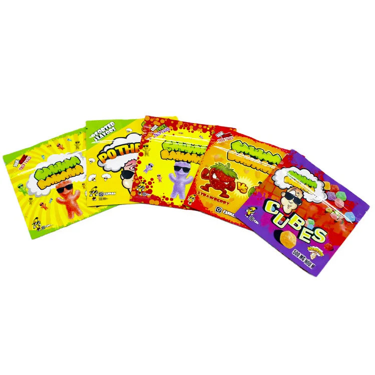 Plastic Foil Laminated Soft Touch Candy Edible Packaging Resealable Smell Proof Airtight Zipper 3.5g Custom Printed Mylar Bags