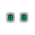 Summer Newest Design Earrings Set 8x10mm Emerald Cut High Carbon Diamond Green Zirconia 925 Silver Fine Jewelry