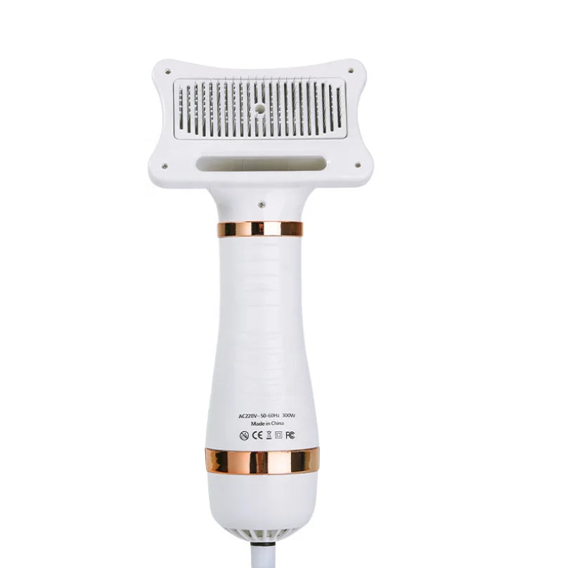 2-IN-1 Pet Grooming Brush Hair Removal  Dryer Comb One-Button Low Noise Pet Hair Dryer With Slicker Brush Dog Hair Dryer