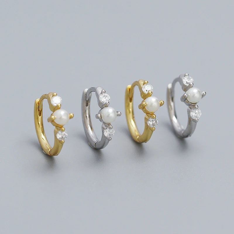Simple Fashion Synthetic Pearl Earrings Bohemian Hoop Earrings Women's Luxury High Jewelry 925 Sterling Silver Gift
