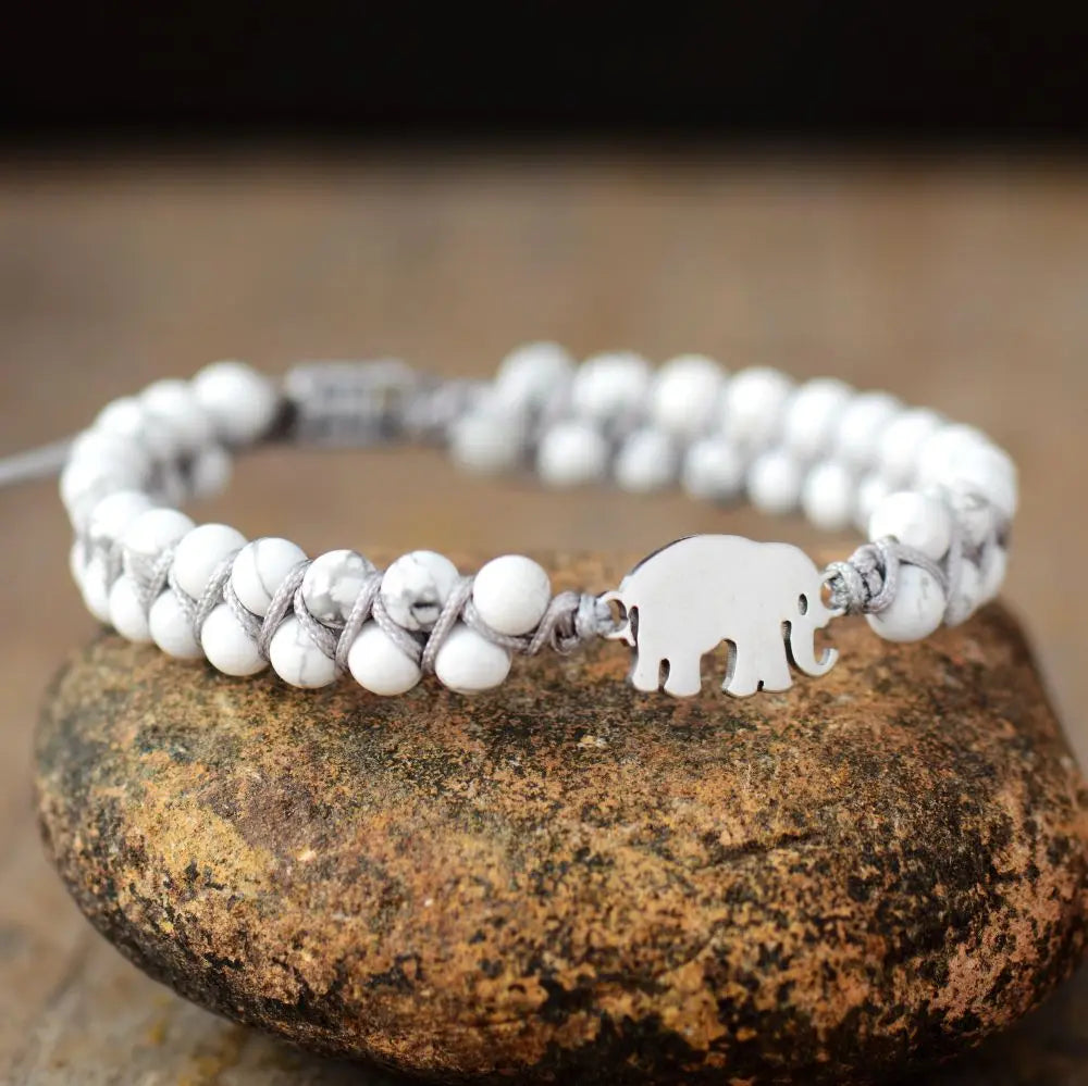 Genuine Gemstone Bracelet for Women and Men Precious Elephant Braided Beaded Bracelets Cute Style Gift for Children