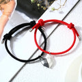 Magnetic Love Heart Couple Bracelets Wishing Stone Stitching Magnet Weaving Adjustable Bangle Friendship Lover's Bracelet