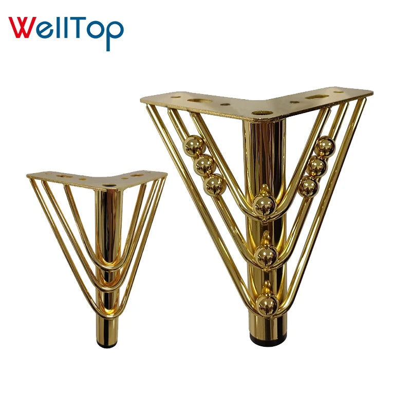 WELLTOP Gold Metal Furniture Legs for Sofa Couch Dresser Cabinet-Hospital & Kitchen Use