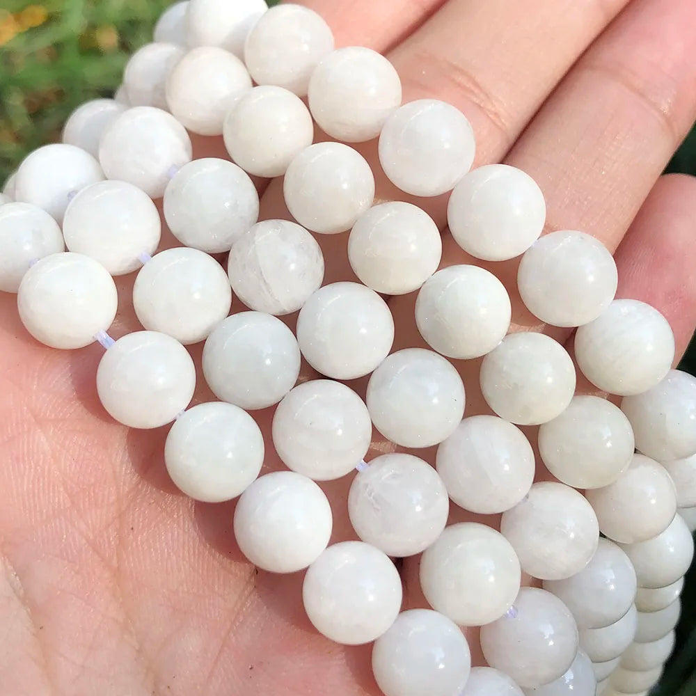 Wholesale Natural Blue Moonstone Loose Stone Beads Smooth round 6/8/10MM for Jewelry Making Bracelets & Necklaces MegaBDM