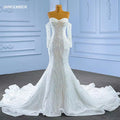 Luxury Sequins Beaded Mermaid Wedding Dress With Long Trail Jancember 222159