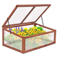 Hantechn Outdoor Patio Balcony Garden Backyard Farmhouse Greenhouse Wooden Cold Frame Mini Greenhouse Raised Planter Protection Bed