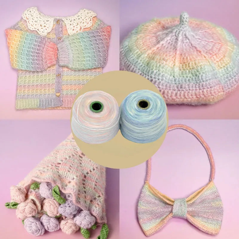 The New Listing Gradient Color Crochet Fancy air Knitting Yarn for Crocheting Bouquet and Hat