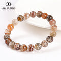 JD GEMS Single Circle Crystal Healing Stone Collection Jewelry Natural Maillard Melaleuca Ghost Bracelet Round Beads Bracelet