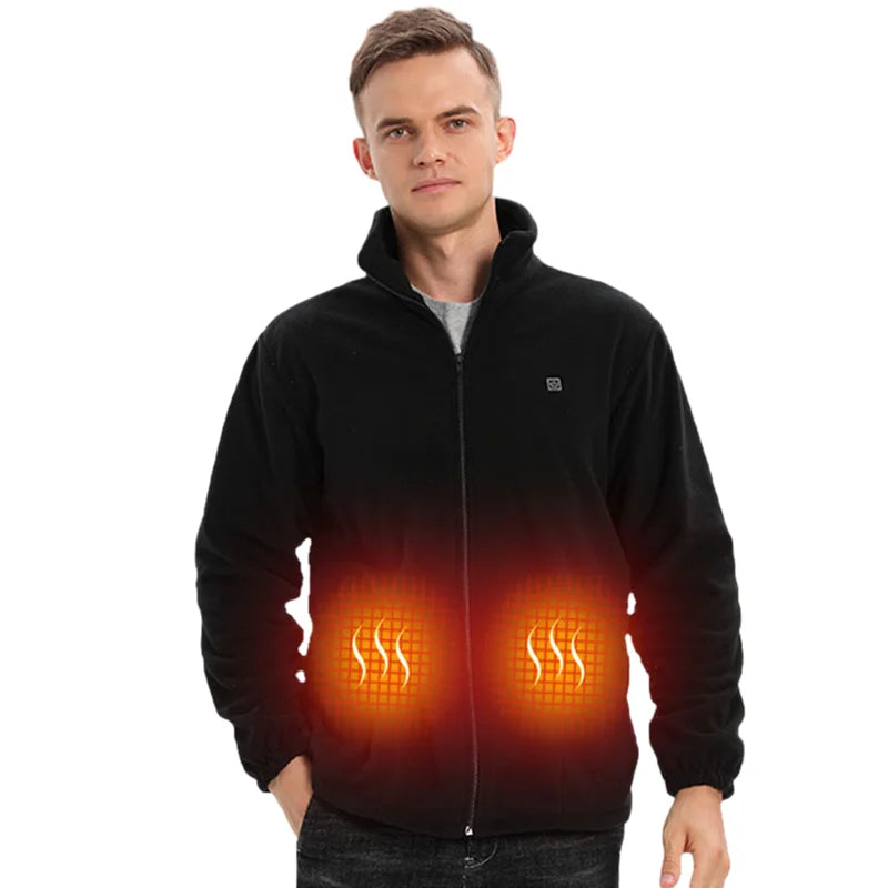 In Stock Fleece Heated Jacket Men Women USB Rechargeable Heating Jacket for Winter