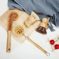 Kitchen Multifunctional Cleaning Brush Fruit and Vegetable Brush Kitchen Bamboo Long Handle Pot Brush Set
