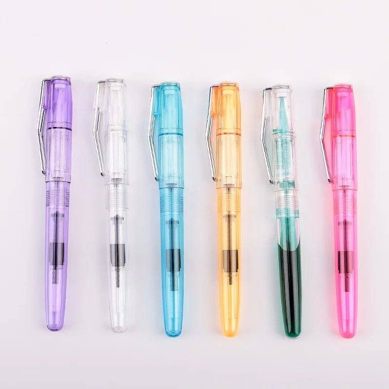 Chinese Clear Plastic Writing Fine Broad Sketch Drawing Scrapbook Calligraphy Painting Filled Flexible Brush Tip Fountain Pen