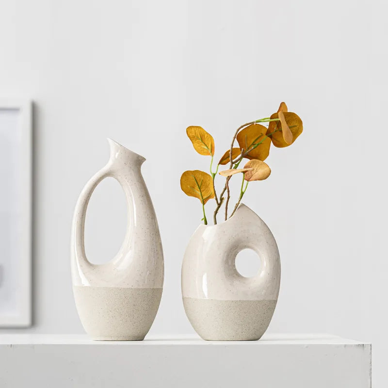 European-Style Two-Color Slanted Ceramic Vases for Creative Hydroponic Wedding Flower Arrangements Handpicked for Home Desktop
