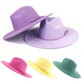 New 9.5cm Wide Brim Suede Fedora Cap Men Women Autumn Winter Felt Jazz Hats Sombrero Top Hat Panama Cap