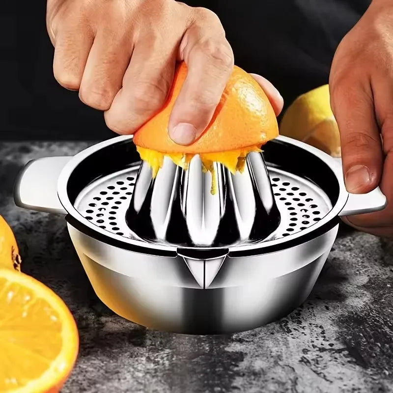 Best Product Stainless Steel Fruit Manual Squeezer Citrus Lemon Juice Hand Reamer Rotation Press with Strainer Orange Juicer