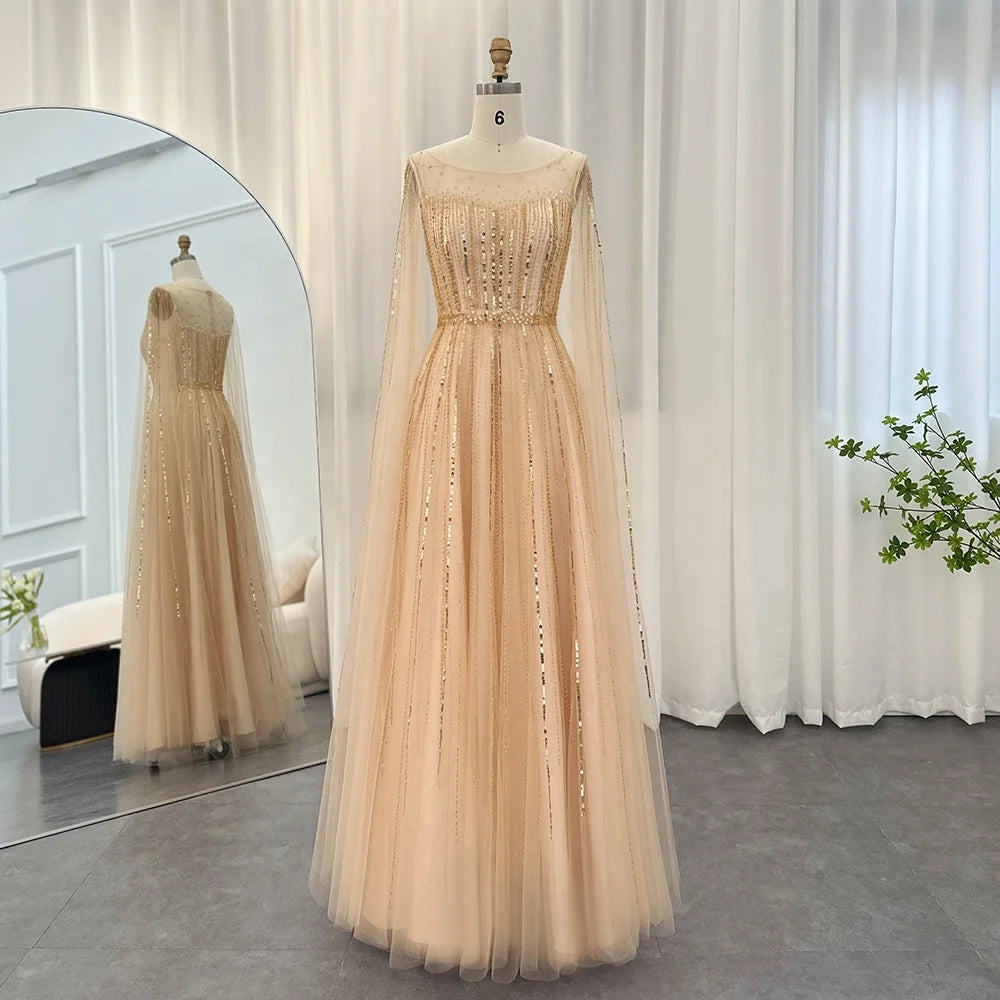 Jancember SCZ067 Simple Beaded Party Sequins Modest Evening Dresses With Shawl