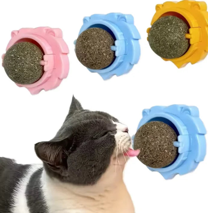 Multifunction Rotating Cat Mint Ball Cat Woody Polygonum Cat Tooth Grinding Toy Snack Catnip Ball