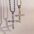 Fashion Fine Gold Non Tarnish Religious Silver Jewelry Stainless Steel Iced Out Cross Necklace 18k Gold Cross Pendant Necklace