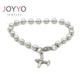 Silver Round Loose Beads Metal Bracelet Stainless Steel Charms Airplane Pendant Wristbands Wholesale Custom Jewelry