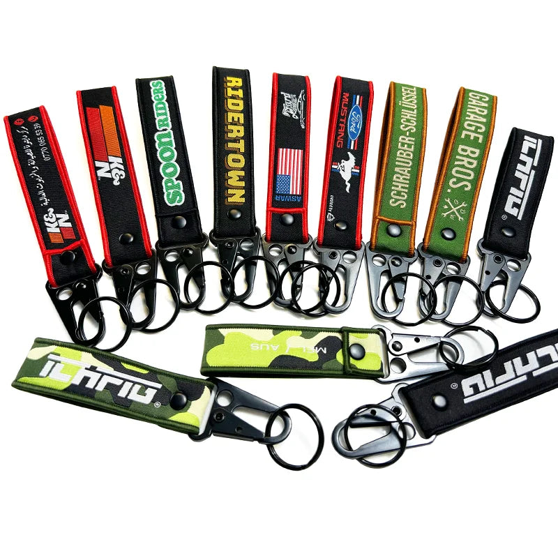 Custom Logo Woven Wristlet Keychain Promotional Fabric Lanyard for Key Holder for Motorcycle Key Lanyards