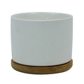 Custom Sublimation Plain Ceramic Flower Pot with Bamboo Base for Flower Plant Use