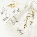 Wholesale Cross Stud Drop Earrings for Women Silver Stainless Steel Luxury Fashion Korean
