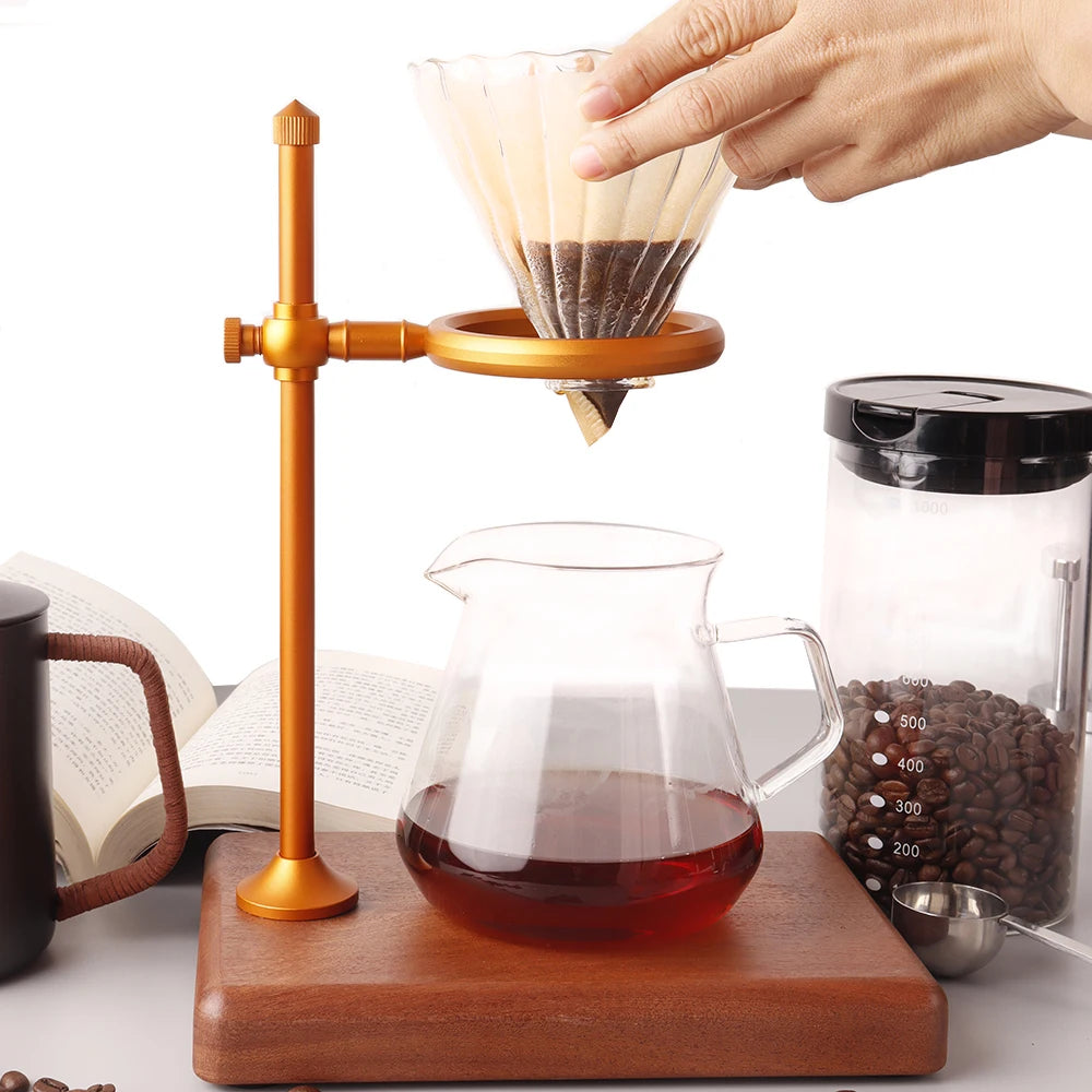 Eco-friendly Coffee Filter Stand Holder Wooden Pour Over Coffee Maker Dripper Station Stand