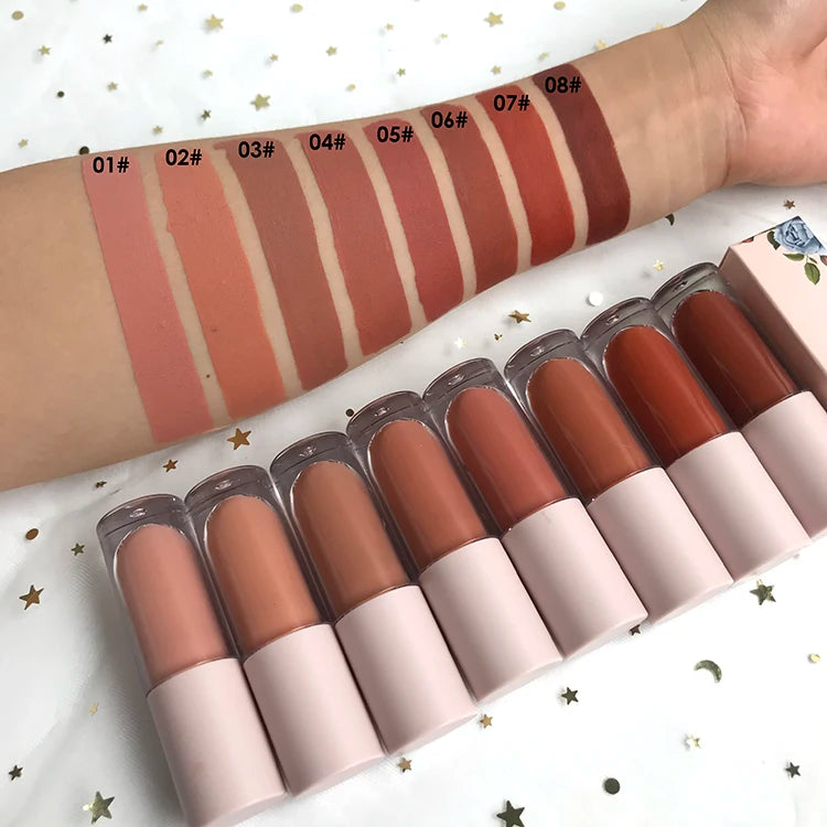 Create Your Own Line Luxury Designer Charm Custom Wholesale Brown Matte Liquid Nude Shade Lipstick