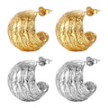 Women Party Accessories Hollow Ball Stainless Steel Brushed Vintage Stud Earring